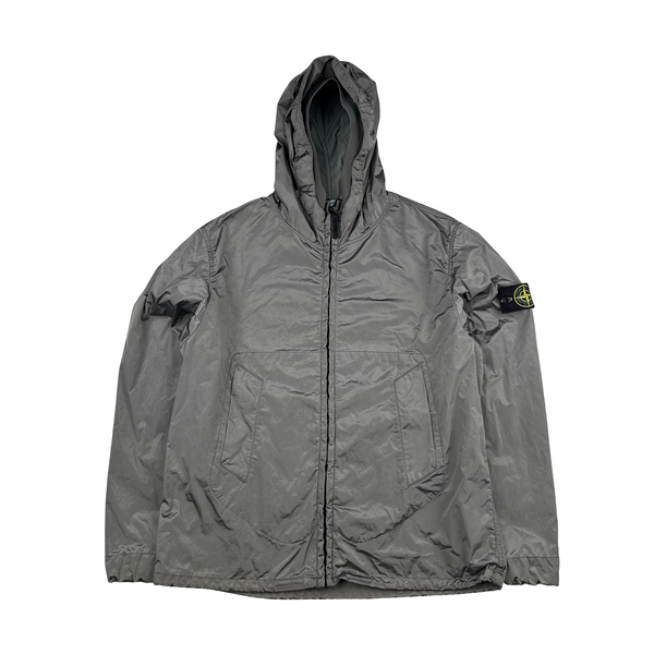 Stone Island 2009 Silver Nylon Metal Velvet Lined Jacket - XXL