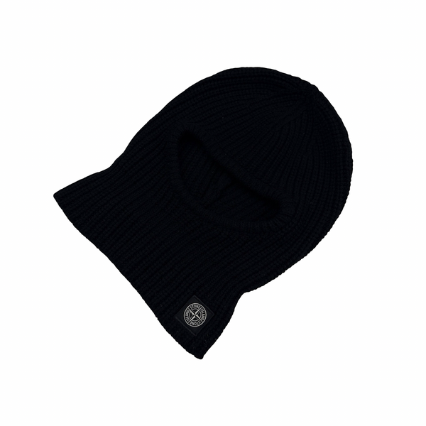 Stone Island 2023  Black Wool Patch Balaclava