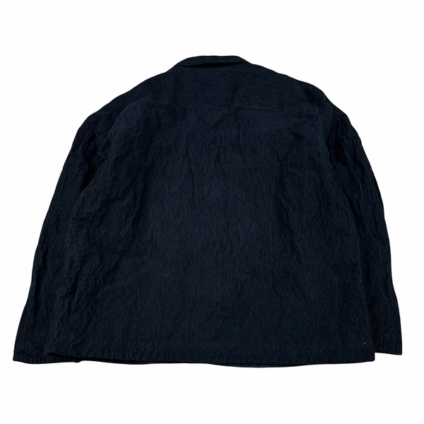 Stone Island 2025 Navy Crinkled Corduroy Zip Up Overshirt - Large