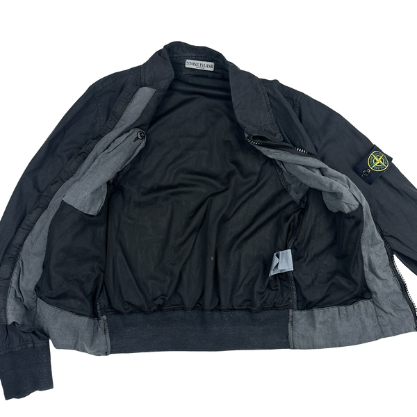 Stone Island 2004 Black Collared Zip Up Harrington Jacket - Medium