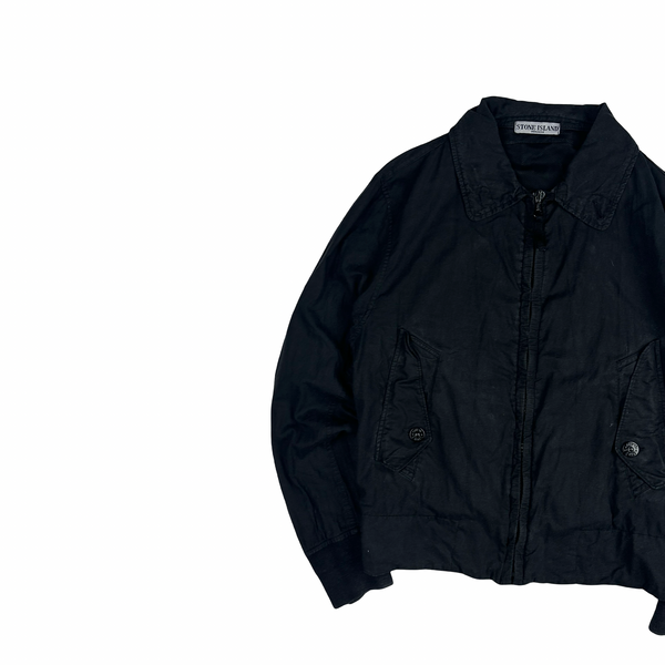 Stone Island 2004 Black Collared Zip Up Harrington Jacket - Medium
