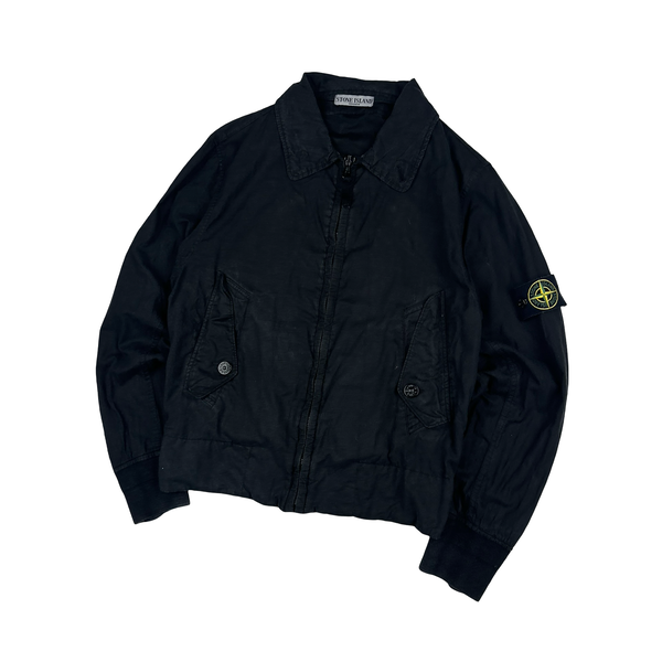 Stone Island 2004 Black Collared Zip Up Harrington Jacket - Medium