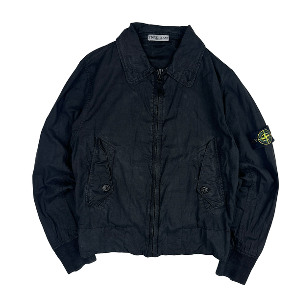Stone Island 2004 Black Collared Zip Up Harrington Jacket - Medium