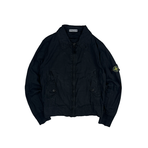 Stone Island 2004 Black Collared Zip Up Harrington Jacket - Medium