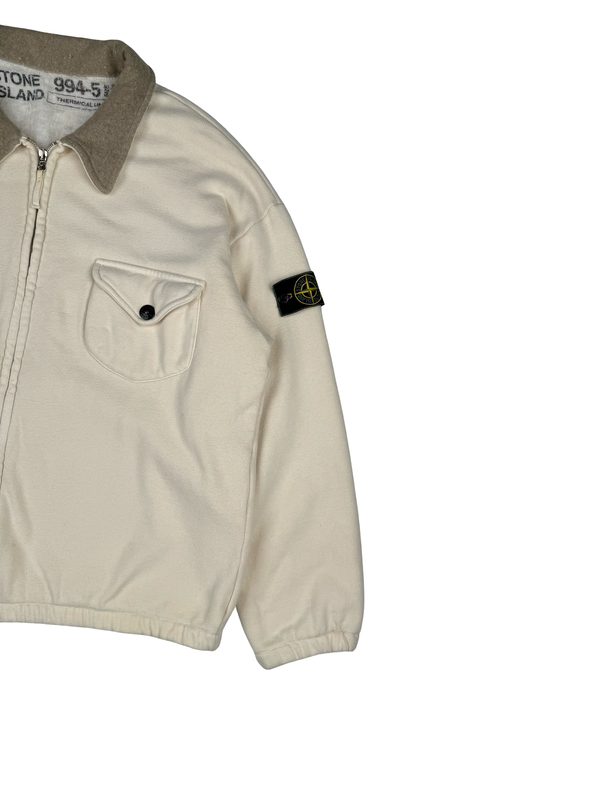 Stone Island Vintage 1994 Thermical Cream Green Edge Cotton Bomber Jacket- Large