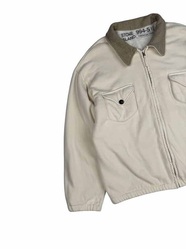 Stone Island Vintage 1994 Thermical Cream Green Edge Cotton Bomber Jacket- Large