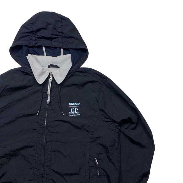 CP Company X Sebago Navy Nylon Cotton Lined Collared Jacket - Medium