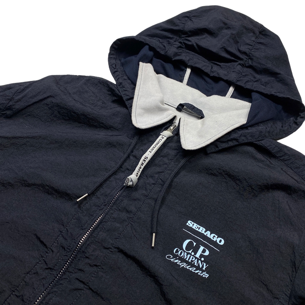 CP Company X Sebago Navy Nylon Cotton Lined Collared Jacket - Medium