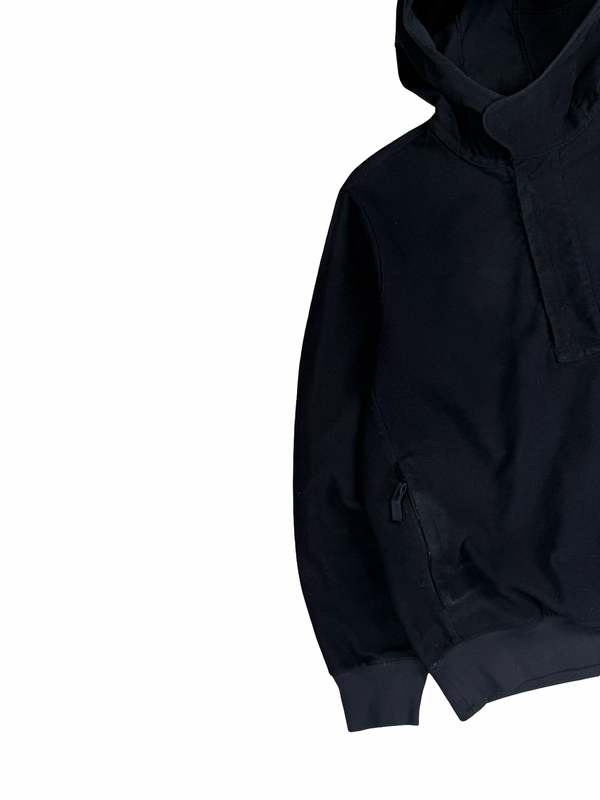 Stone Island 2021 Black Ghost Piece Flocked Pullover Hoodie - Large