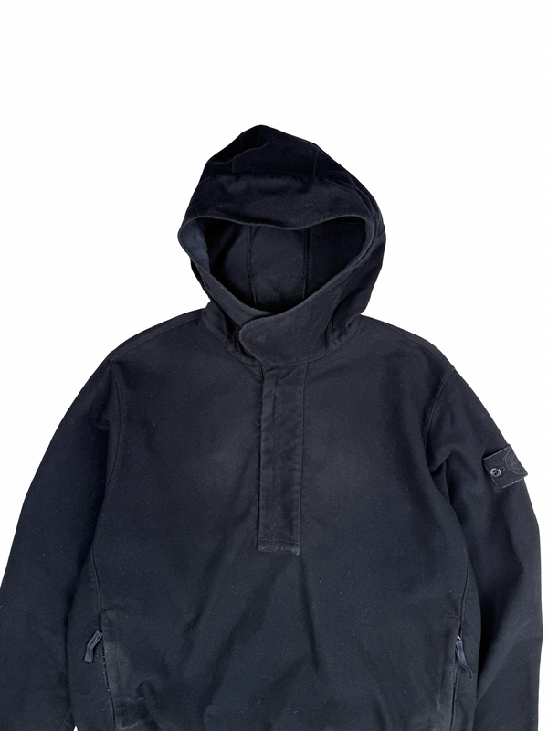 Stone Island 2021 Black Ghost Piece Flocked Pullover Hoodie - Large