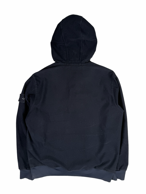 Stone Island 2021 Black Ghost Piece Flocked Pullover Hoodie - Large