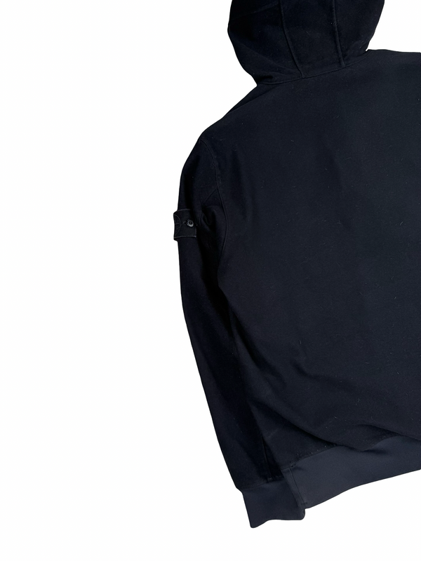 Stone Island 2021 Black Ghost Piece Flocked Pullover Hoodie - Large