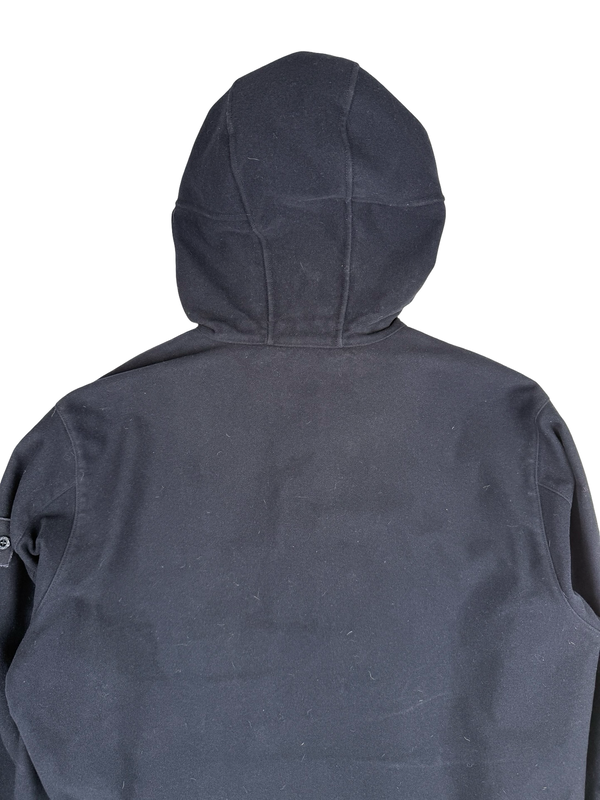 Stone Island 2021 Black Ghost Piece Flocked Pullover Hoodie - Large