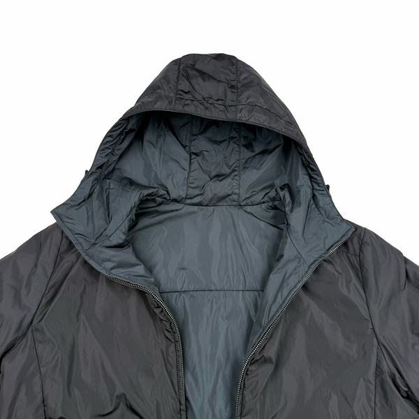 Prada Navy/Black Red Tab Reversible Nylon Lightly Padded Windbreaker Hooded Jacket - Large (50)