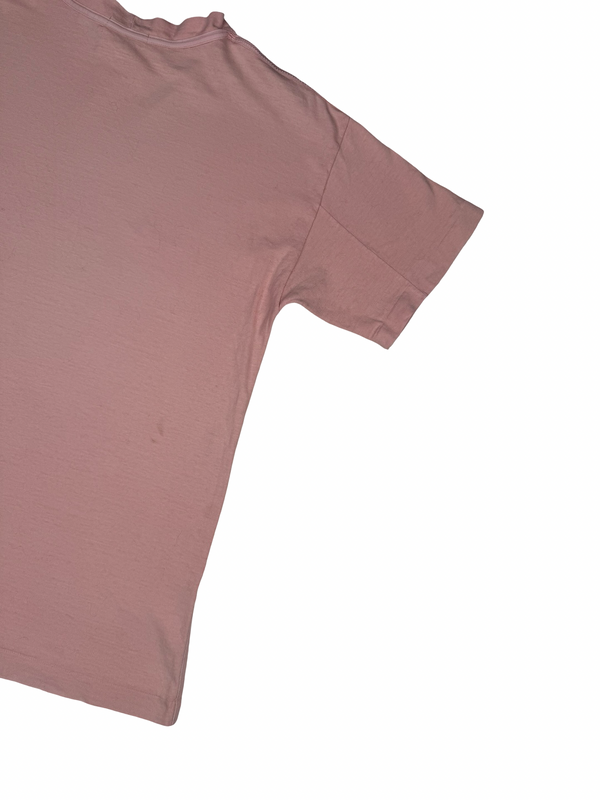 Stone Island Vintage Compass Spellout Pink Cotton T Shirt - Medium