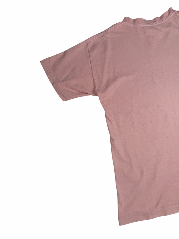 Stone Island Vintage Compass Spellout Pink Cotton T Shirt - Medium