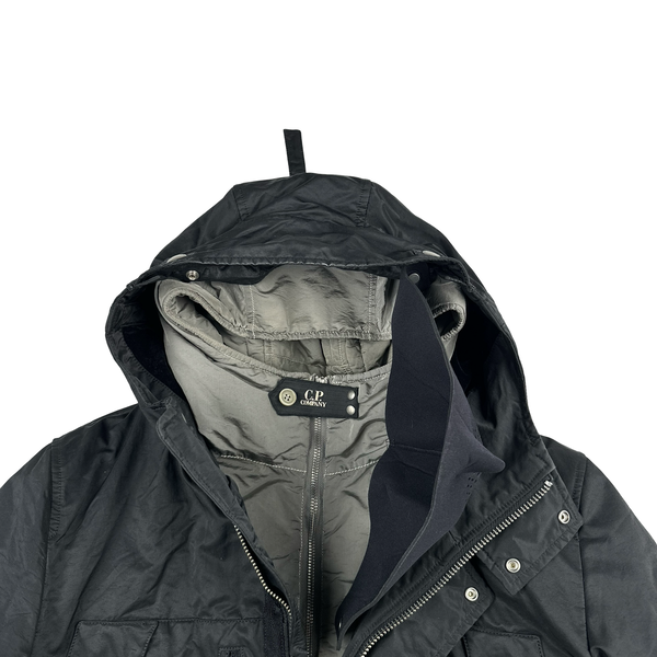 CP Company Black Lens Viewer Zipped Velour Lined Multi Pocket Jacket - Large