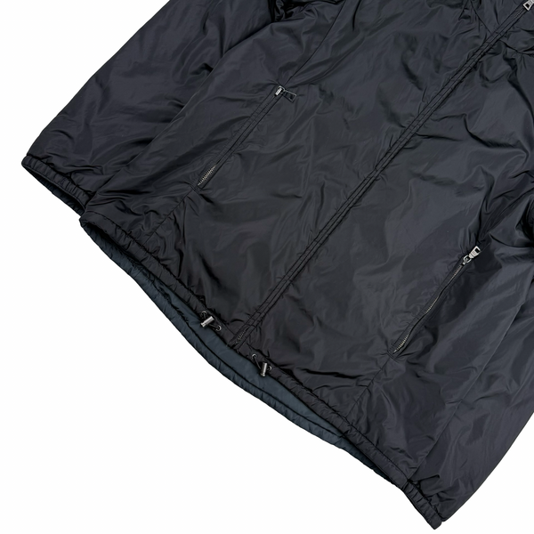 Prada Navy/Black Red Tab Reversible Nylon Lightly Padded Windbreaker Hooded Jacket - Large (50)