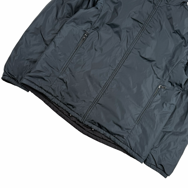 Prada Navy/Black Red Tab Reversible Nylon Lightly Padded Windbreaker Hooded Jacket - Large (50)