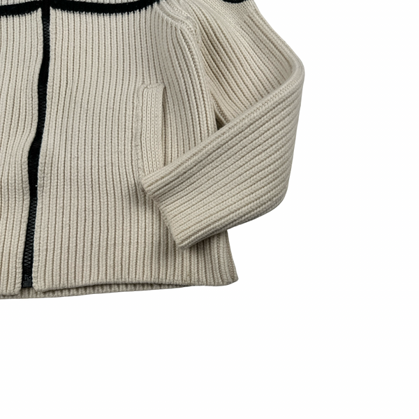 Stone Island 2005 Heavyweight Wool Knit Embroidered Cardigan - Medium
