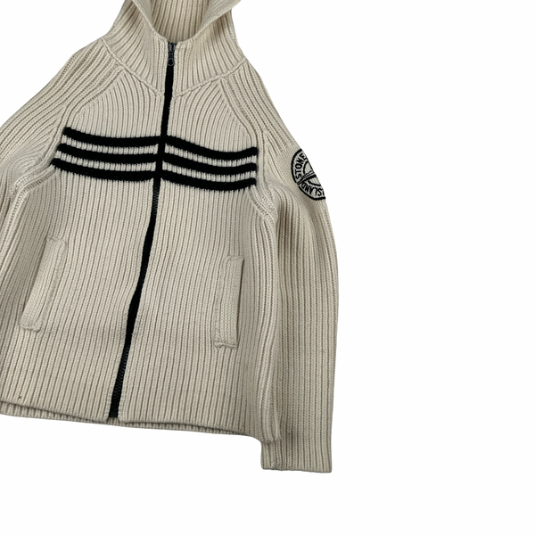 Stone Island 2005 Heavyweight Wool Knit Embroidered Cardigan - Medium