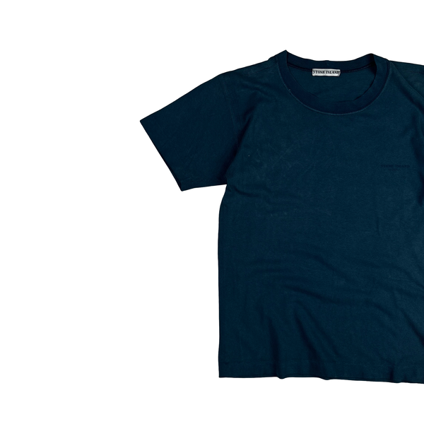 Stone Island Marina Spellout Vintage Blue Cotton T-Shirt - Small
