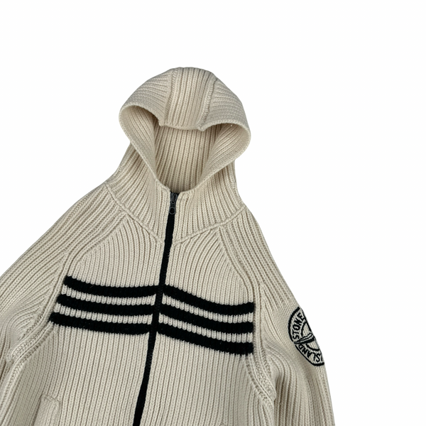 Stone Island 2005 Heavyweight Wool Knit Embroidered Cardigan - Medium