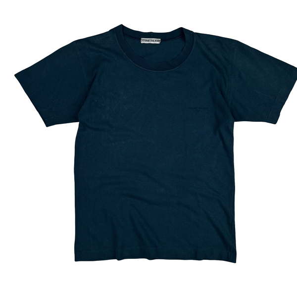 Stone Island Marina Spellout Vintage Blue Cotton T-Shirt - Small