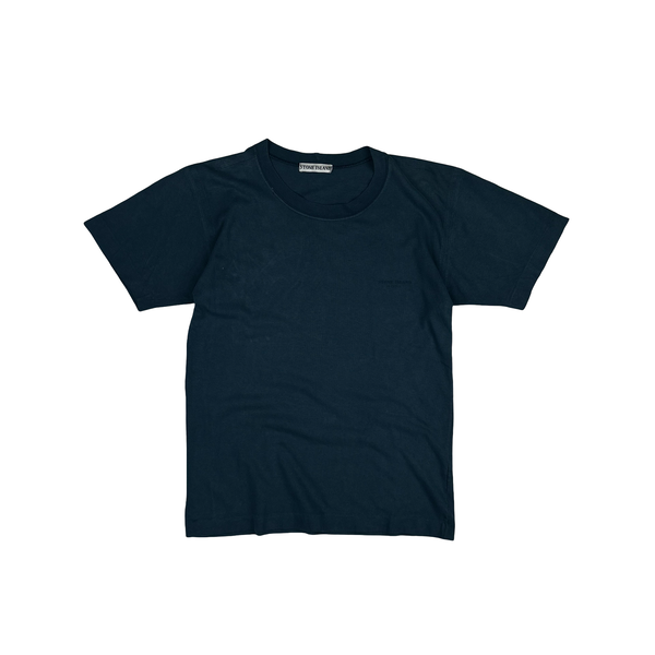 Stone Island Marina Spellout Vintage Blue Cotton T-Shirt - Small