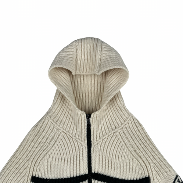 Stone Island 2005 Heavyweight Wool Knit Embroidered Cardigan - Medium