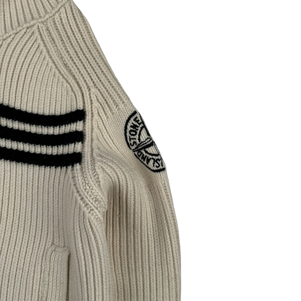 Stone Island 2005 Heavyweight Wool Knit Embroidered Cardigan - Medium