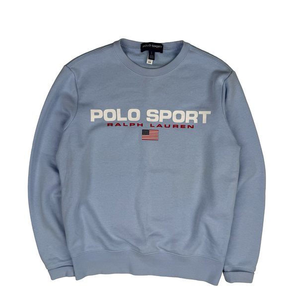Ralph Lauren Polo Sport Light Blue Cotton Blend Crew Neck Sweatshirt - Small