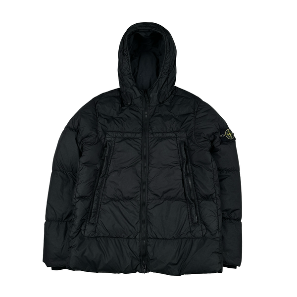 Stone Island 2020 Black Crinkle Reps Puffer Jacket - Medium