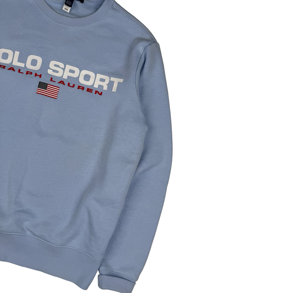 Ralph Lauren Polo Sport Light Blue Cotton Blend Crew Neck Sweatshirt - Small