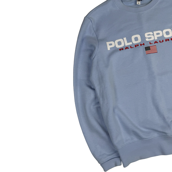 Ralph Lauren Polo Sport Light Blue Cotton Blend Crew Neck Sweatshirt - Small