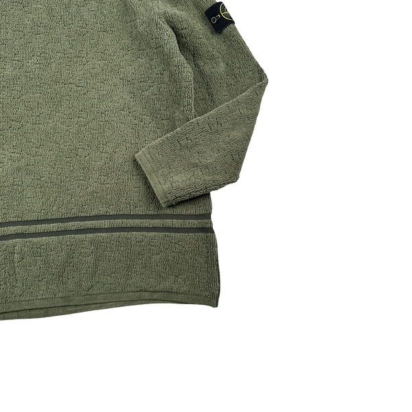 Stone Island 2020 Green Logo Chenille Wool Crewneck Knitted Jumper - XXL