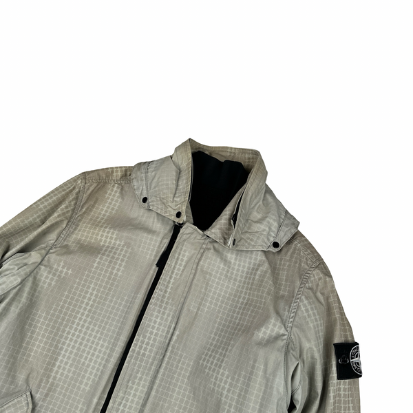 Stone Island 2017 Grid Check Camo Ice Long Jacket - Small