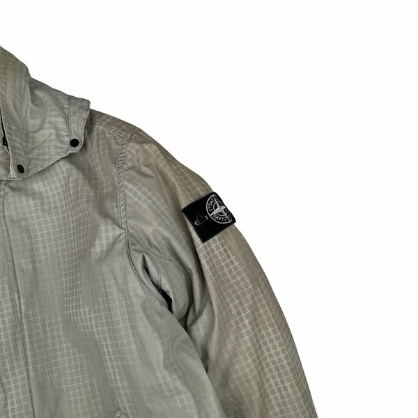 Stone Island 2017 Grid Check Camo Ice Long Jacket - Small