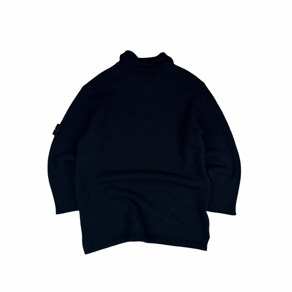 Stone Island 2002 Navy Wool Quarter Zipped Jumper - XL