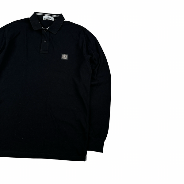 Stone Island 2015 Black Cotton Longsleeve Polo - Large
