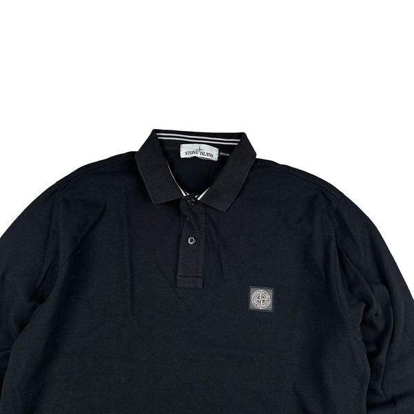Stone Island 2015 Black Cotton Longsleeve Polo - Large
