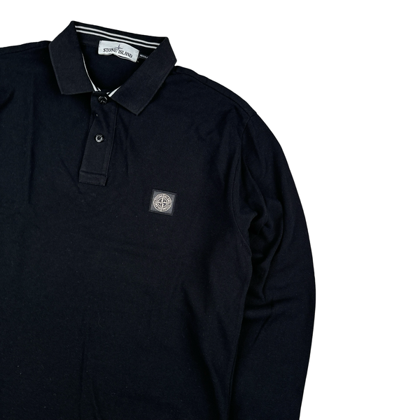 Stone Island 2015 Black Cotton Longsleeve Polo - Large