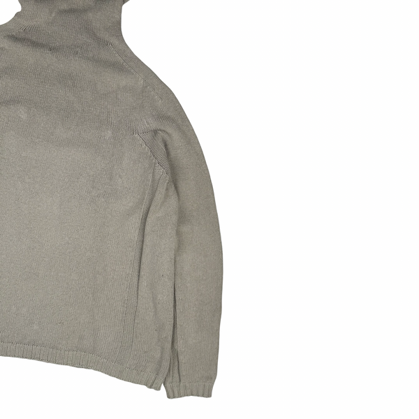 Stone Island 2003 Beige Cotton Knitted Hooded Quarter Zip Jumper - XXL