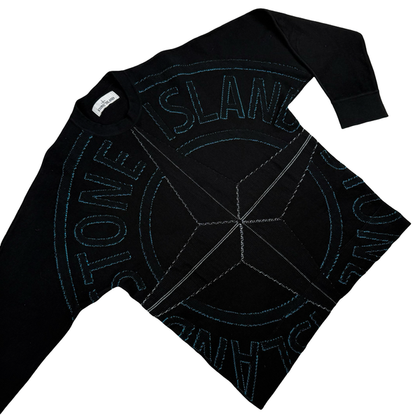 Stone Island 2021 Spellout Compass Knit Crewneck Sweater - Small