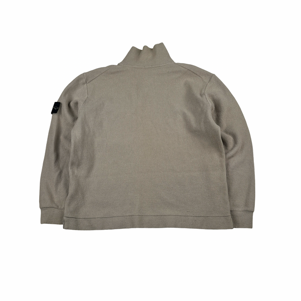 Stone Island 2001 Beige Wool Blend Vintage Ribbed High Neck Jumper - Large