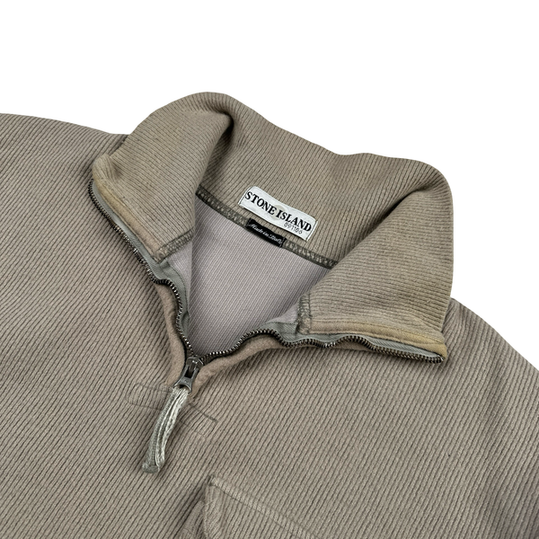 Stone Island 2001 Beige Wool Blend Vintage Ribbed High Neck Jumper - Large