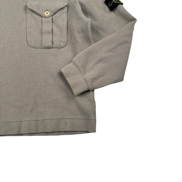 Stone Island 2001 Beige Wool Blend Vintage Ribbed High Neck Jumper - Large