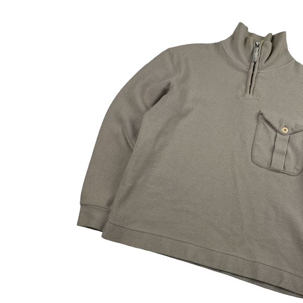 Stone Island 2001 Beige Wool Blend Vintage Ribbed High Neck Jumper - Large