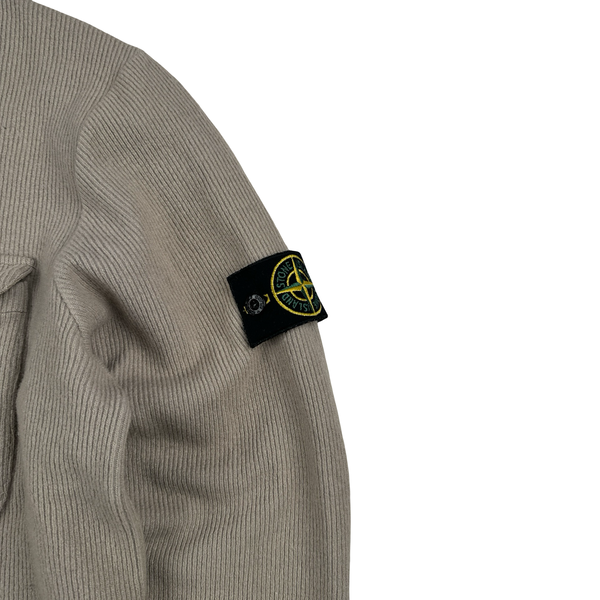 Stone Island 2001 Beige Wool Blend Vintage Ribbed High Neck Jumper - Large