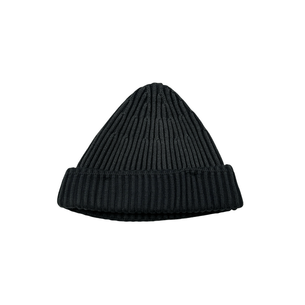 Stone Island Grey Ribbed Logo Patch Beanie